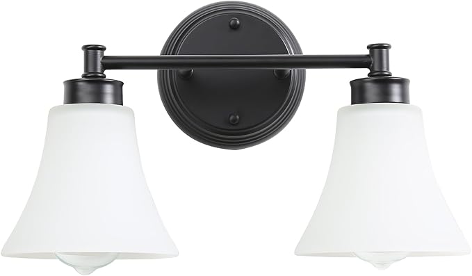 LOUSACE 2 Light Bathroom Vanity Light Matte Black Bathroom Lighting Fixtures