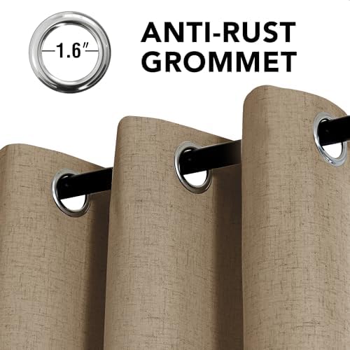 H.VERSAILTEX 100% Blackout Linen Curtains 63" L Heathered Macchiato