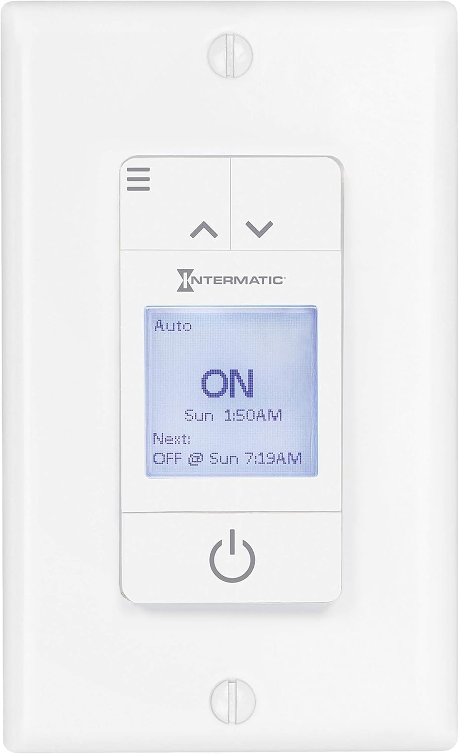 intermatic st700w ascend 7-day in-wall programmable timer shown in use