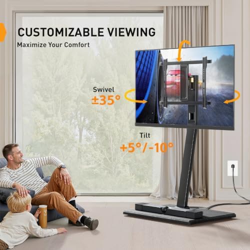 Perlegear Rolling TV Stand with Power Outlet for 32–70 inch TVs