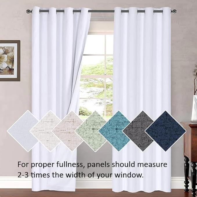 H.VERSAILTEX Linen Blackout Curtains 96 Inches Long, 100% Absolutely Blackout