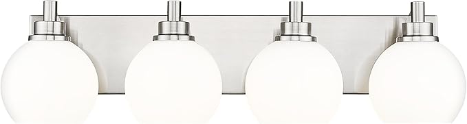METWET Bathroom Light Fixtures, 4 Light Brushed Nickel Vanity Light, 26 Inch