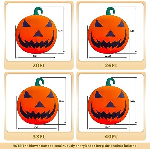 Giant 20Ft Premium Halloween Inflatable Pumpkin Decorations with Blower, Blow up Halloween Decorations Outdoor Holiday Decor for Outdoor Yard Lawn Xmas Party with No Light
