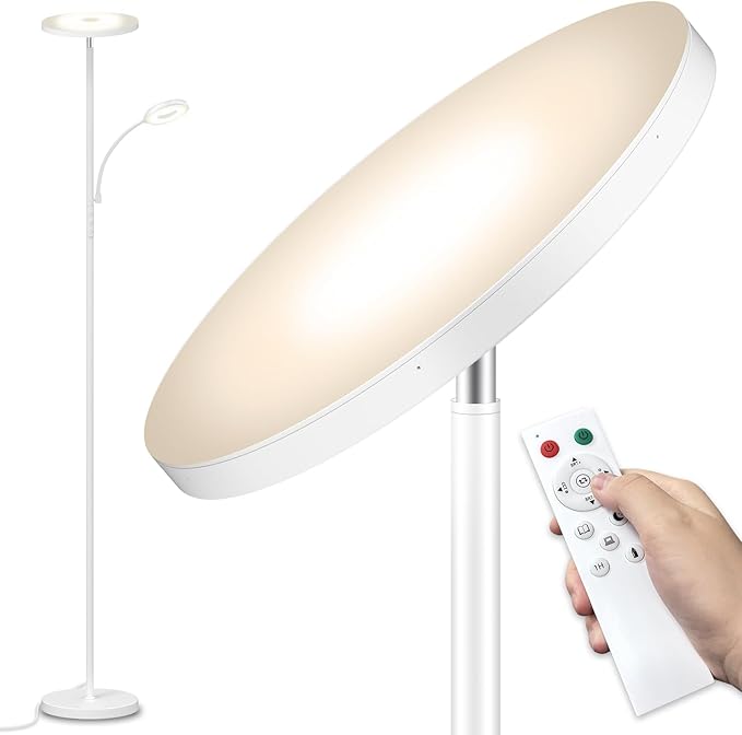 marctronic White Floor Lamp, 42W 4000LM Super Bright LED Room Lamp