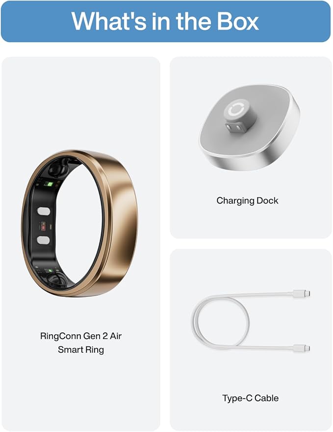 RingConn Gen 2 Air, Ultra-Thin AI Smart Ring, 10-Day Battery Life,