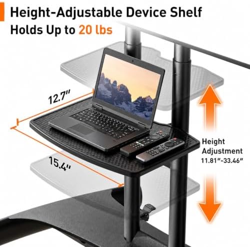 perlegear rolling tv stand for 32-84 inch tv showing dimensions