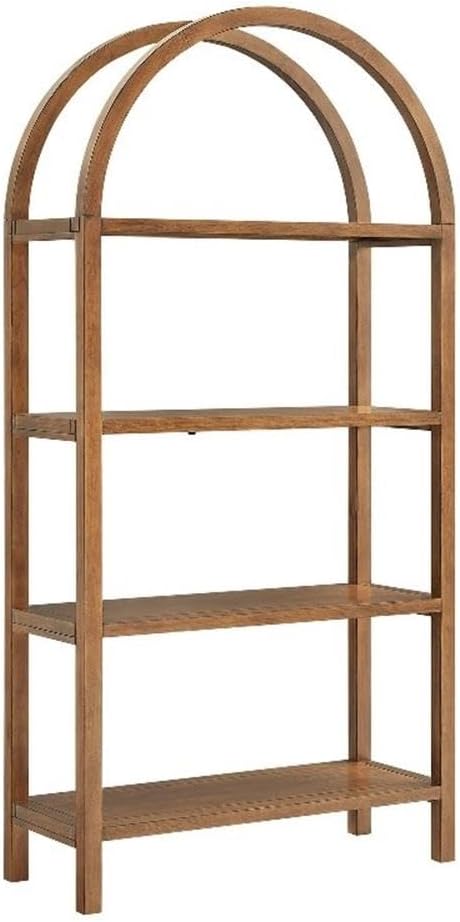 Modway Vexley 72 Inch Large Arched Bookshelf in Walnut – Modern Pine and Acac...