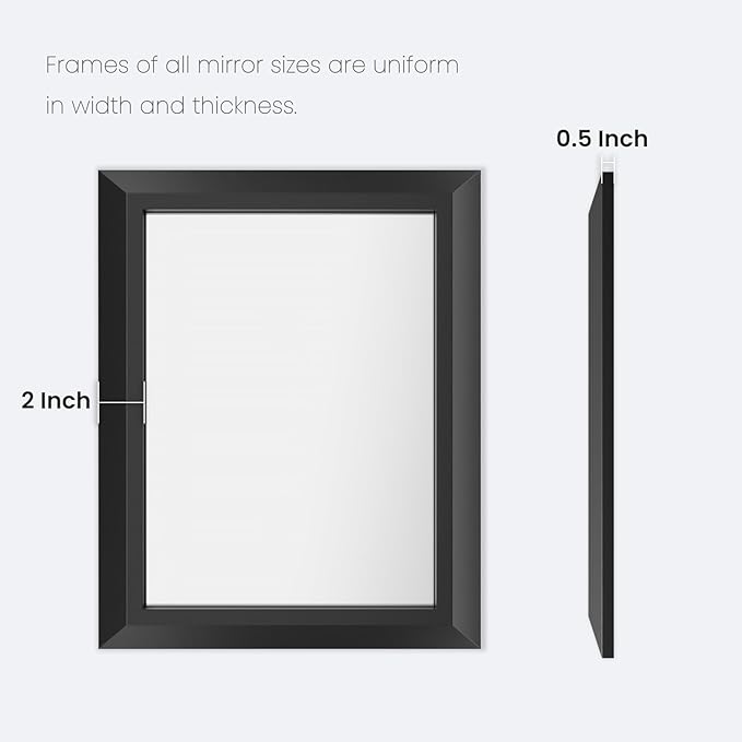 Amorho Black Bathroom Mirror, 24x30 Inch Thick Metal Framed Wall Mirrors