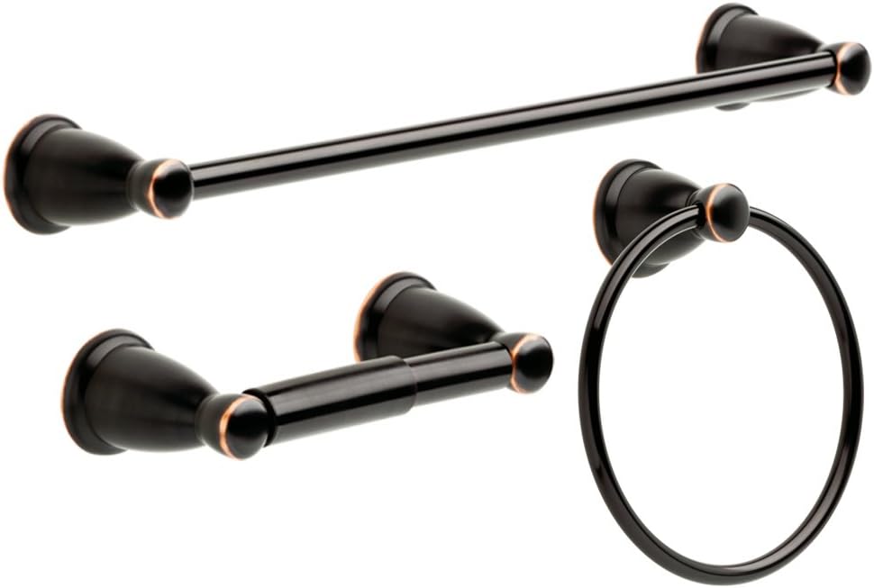 Franklin Brass 3-Piece Oil Rubbed Bronze Bathroom Set Towel Rack, Ring, Toile...