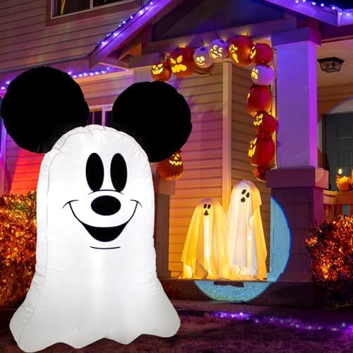 Halloween Inflatable Outdoor Decoration,Mouse Theme Cute Ghost Blow Up Outdoor for Halloween Party Garden Lawn Decor