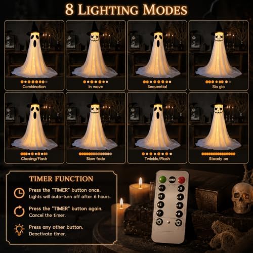 2‑Pack 63" Halloween Decorations Outdoor Indoor with Remote Control