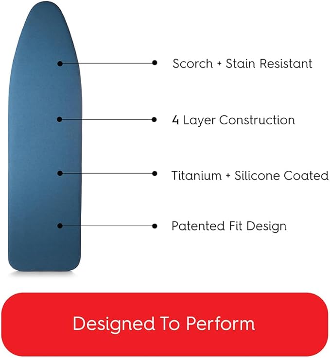 TIVIT Ironing Board Cover 18 x 49, Performance Grade Titanium Coated Pro Grip