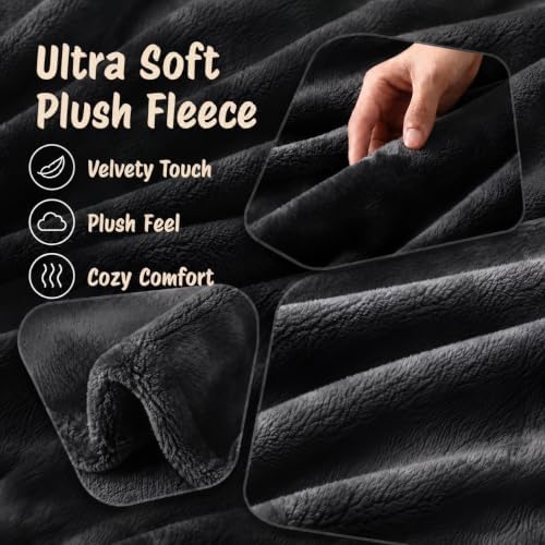 Eydna Electric Heated Blanket Full Size 72"x84",Fast Heating Throw, Soft Plush Microplush for Bed & Couch, 10 Hours Auto Off & 5 Heating Levels, Machine Washable, Gifts for Womens & Family-Dark Gray