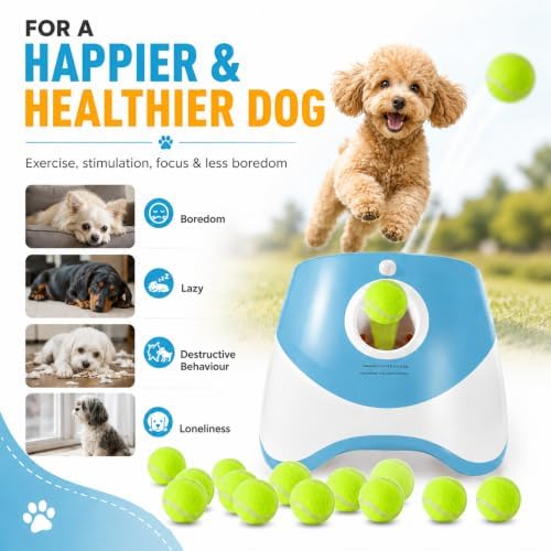 Automatic Dog Ball Launcher with 3 Adjustable shoot distance, Rechargeable