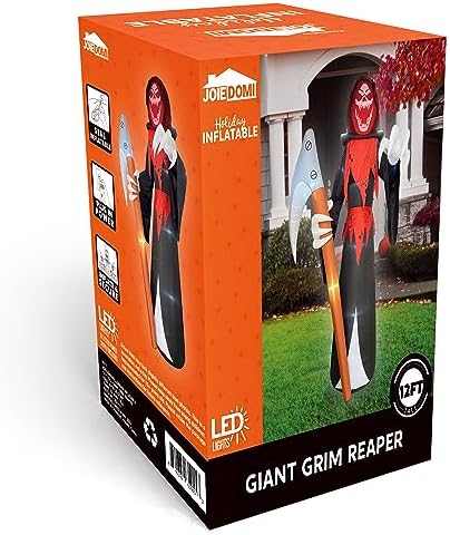 Joiedomi 12 ft Tall Halloween Inflatable Outdoor Decoration, Blow Up Yard Decorations, Grim Reaper Halloween Decor Inflatables with LED for Scary Outside Decor