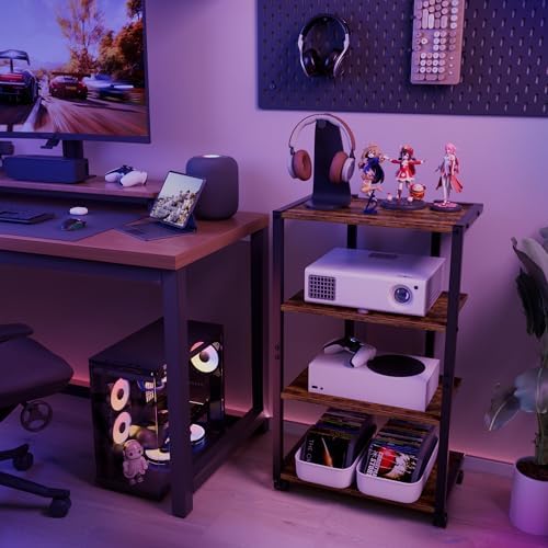 Aquzee AV Media Stand with Wheels, 4-Tier Game Console Shelf