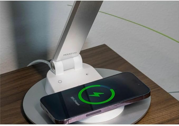 Mount-It! LED Desk Lamp with Wireless Charger and USB-C Charging Port, Dimmable