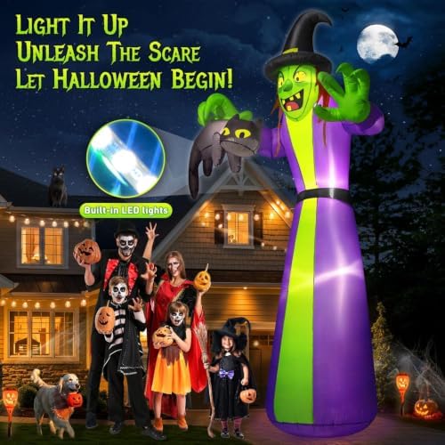 zukakii 12FT Giant Halloween Inflatables Witch Outdoor Decorations, Huge Hall...