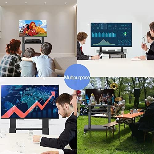 hellsehen mobile tv stand,rolling tvs cart on wheels, front angle view