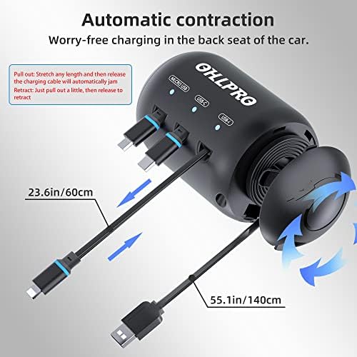 OHLPRO Multi Car Retractable Backseat 3 in 1 Car Charging Station, 2 Pack