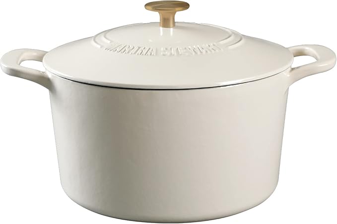 MARTHA STEWART Gatwick 7-Quart Enamel Cast Iron Dutch Oven – Linen White