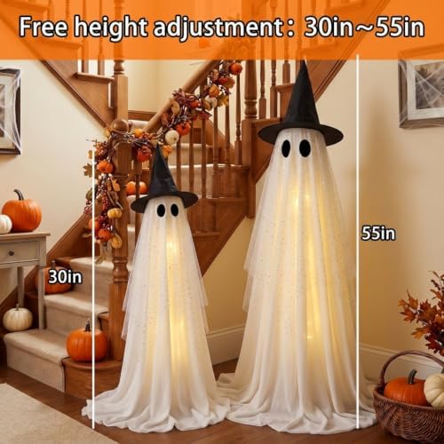 2Pcs Halloween Decorations Outdoor,5FT Height Spooky Ghost Halloween Decor