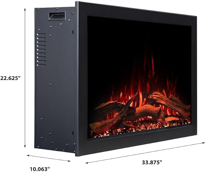 Modern Ember Highmark Traditional 33 Inch Built-in Smart Electric Fireplace