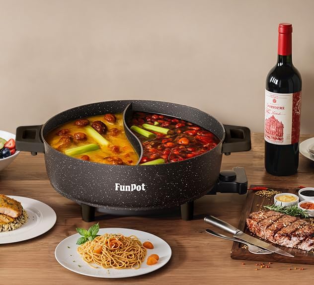 6L Electric Hot Pot with S-Shape Dual-Divider, Smart Temperature Control