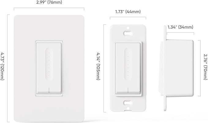 TREATLIFE Smart Dimmer Switch 4 Pack, Single Pole Smart Switch Works