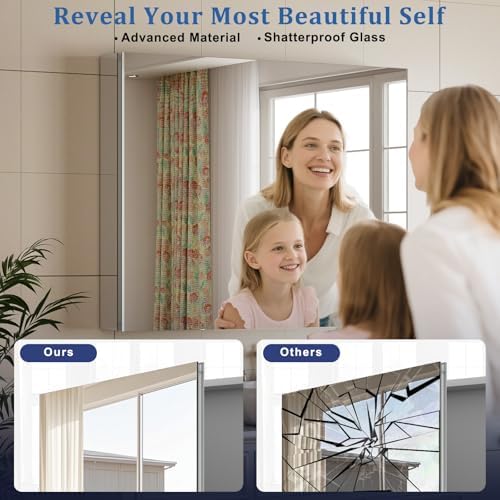 16" x 24" Bathroom Medicine Cabinet Mirror, Aluminum Frame Silver