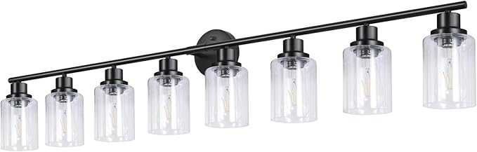 Guliaofo 8-Light Black Vanity Lights, Modern Bathroom Light Fixtures