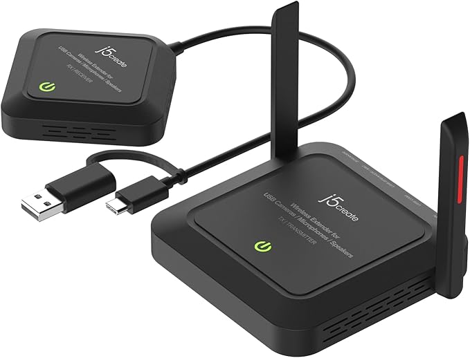 j5create Wireless Extender for USB Webcam, Microphones, or Speakers, No USB