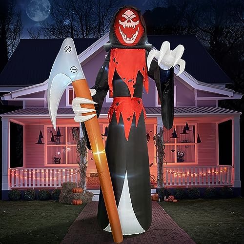 Joiedomi 12 ft Tall Halloween Inflatable Outdoor Decoration, Blow Up Yard Decorations, Grim Reaper Halloween Decor Inflatables with LED for Scary Outside Decor