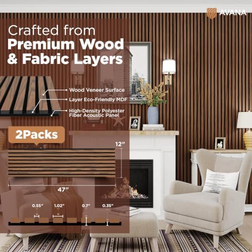 avana acoustic wood wall panels – 47.2 x, side view