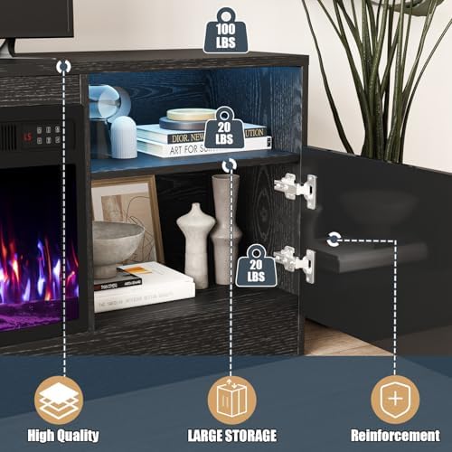 VITESSE 70”Fireplace TV Stand,Modern Entertainment Center Heating Fireplace