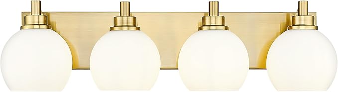 METWET Bathroom Light Fixtures, 4 Light Brushed Gold Vanity Light, 26 Inch