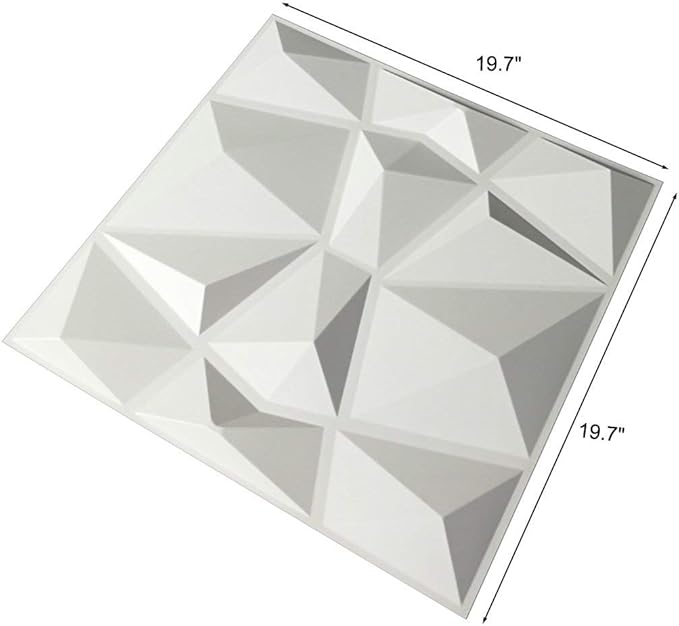 Art3d 12 Pack 3D Diamond Design Wall panels 19.7"x19.7" PVC Panel