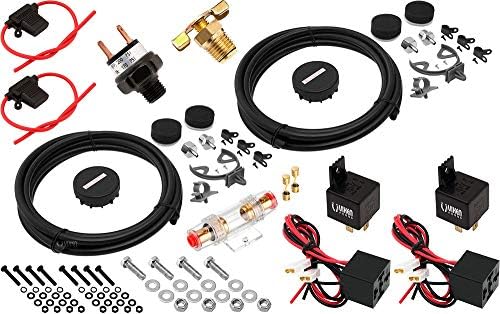Vixen Air 12V Air Suspension Kit with 200 PSI Compressors and 4 Gallon Tank Onboard Air Ride System for Truck, RV, Car | for Air Bags, Air Springs, Heavy Load Leveling, Towing, Train Horns, VXO4841DB