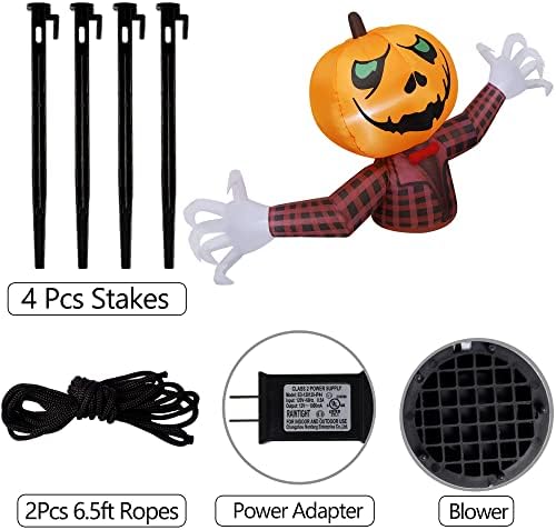 Youngfan 7FT Long Halloween Inflatable Outdoor Decorations Pumpkin Ghost