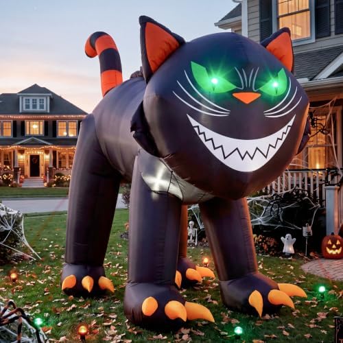 Joiedomi 7 ft Halloween Inflatables Outdoor Decoration, Blow Up Black Cat Inflatable with Moving Head & Green Eyes, Halloween Blow Ups Yard Decoration with LED Lights for Party Lawn Garden Decor