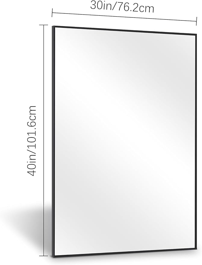 Black Bathroom Mirror for Wall, 30x40 Inch Rectangle Mirrors