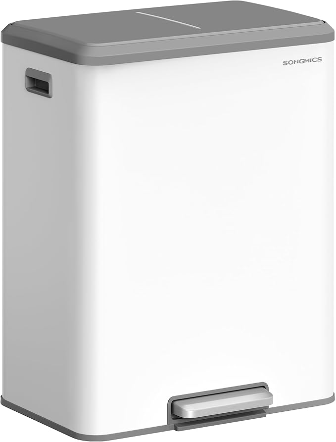 SONGMICS Trash Can, 2 x 8 Gallon Double Garabge Can