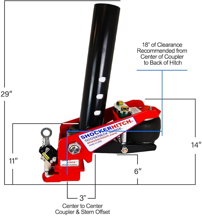 Shocker 30K Gooseneck Surge Air Hitch & Shift Lock Coupler