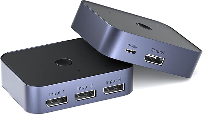 Y.D.F 8K@60Hz DisplayPort Switcher 3 in 1 Out DP1.4 32.4Gbps Data Transfer