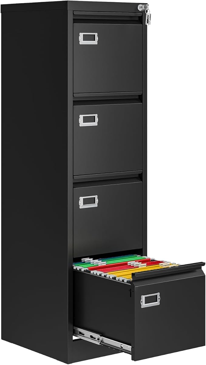 4 Drawer File Cabinet with Lock, Metal File Cabinets