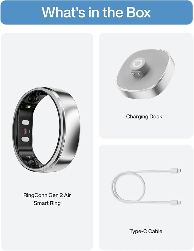RingConn Gen 2 Air, Ultra-Thin AI Smart Ring, 10-Day Battery Life,
