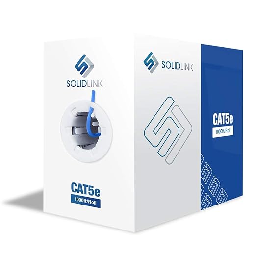 SolidLink CAT5e Ethernet Cable 1000ft – 24AWG Solid CCA UTP Unshielded CAT 5e
