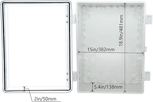 Co. ABS Waterproof IP67 15.75" x 19.68" x 7.87" Clear Cover Hinged Electronics