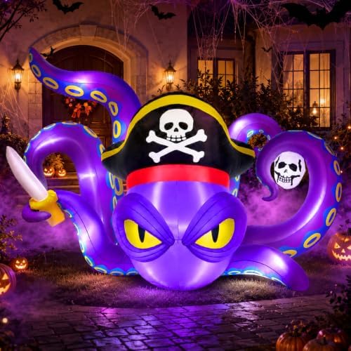 Halloween Inflatable Outdoor Decoration 9FT Pirate Octopus with 4 Tentacles