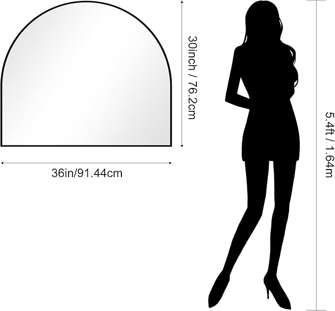 CIRCUMI Arched Wall Mirror, Metal Frame, Large Size